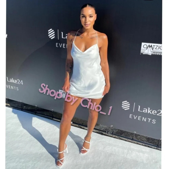 Zara Satin Effect Cowl Neck Slip  Mini Dress White Sz Small Blogger Fav - Picture 1 of 11